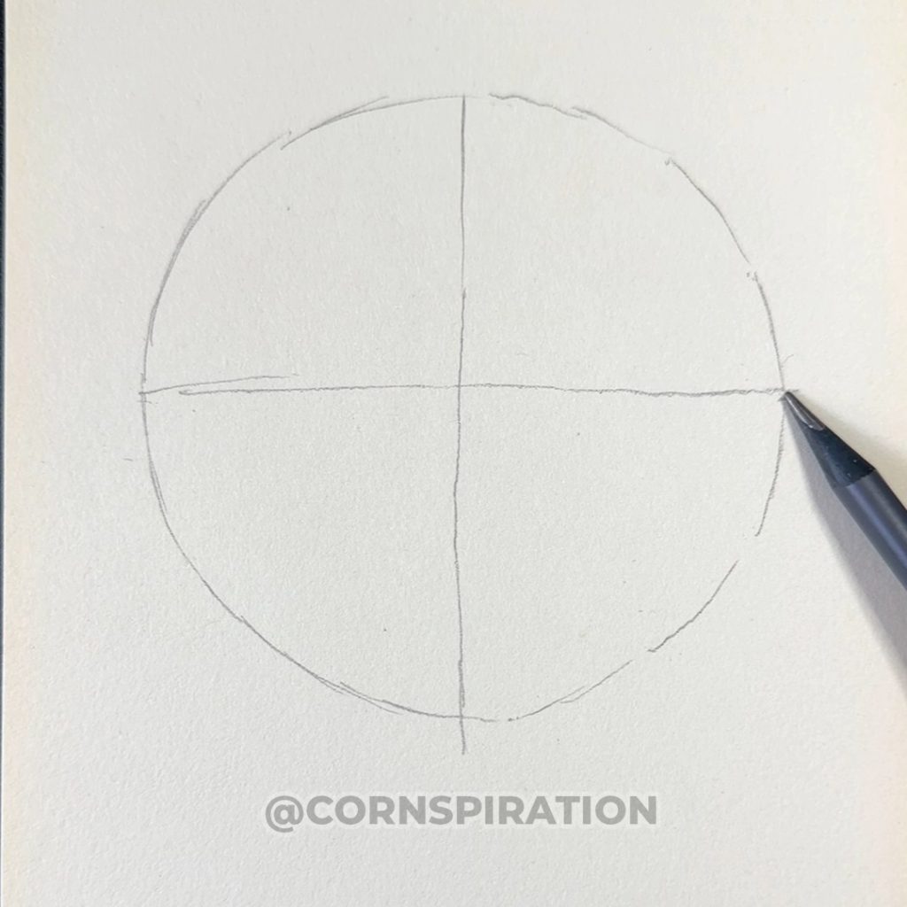 Líneas guía vertical y horizontal para dibujar un rostro